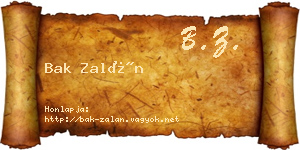 Bak Zalán névjegykártya